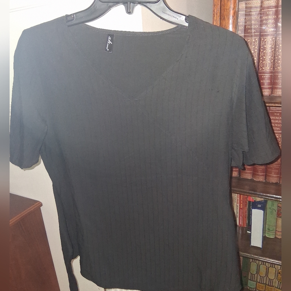SHEIN Elegant Black V-Neck Blouse